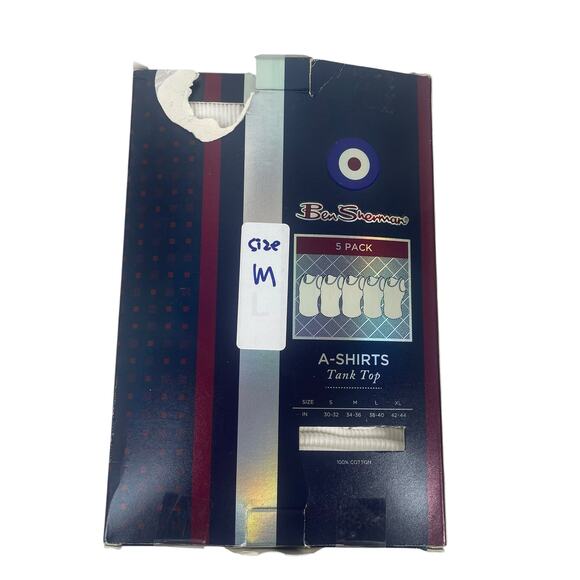 Ben Sherman 5-Pack Tank Top Undershirts 100% Cotton White Men Size M - Picture 4 of 6